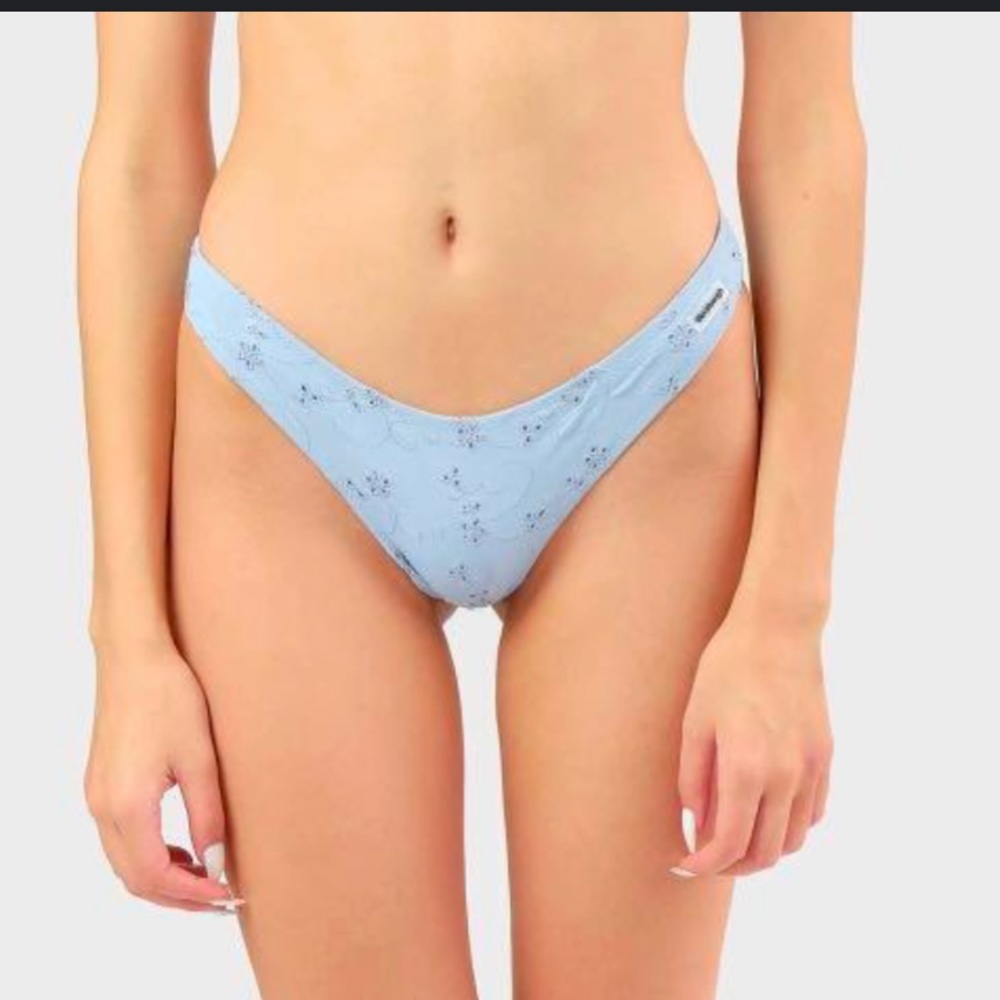 Blackbough Swim Baby Blue Eyelet Bikini Moderate Bottoms Medium